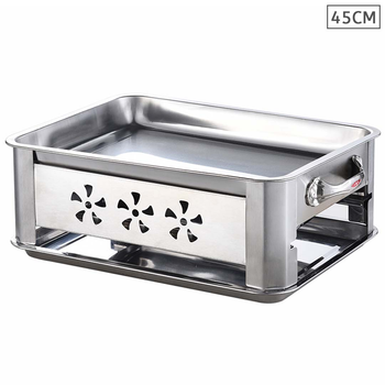 45cm Portable Stainless Steel Outdoor Chafing Dish BBQ Fish Stove Grill Plate image