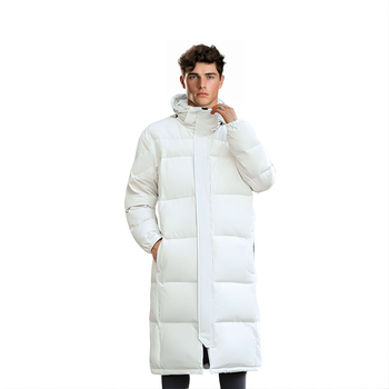 abbee White Large Winter Hooded Overcoat Long Jacket Stylish Lightweight Quilted Warm Puffer Coat image