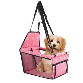 Waterproof Pet Booster Car Seat Breathable Mesh Safety Travel Portable Dog Carrier Bag Pink image