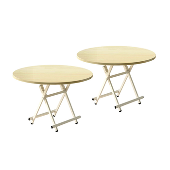 2X Maple Grain Dining Table Portable Round Surface Space Saving Folding Desk Home Decor image