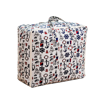 Nautical Icons Large Storage Luggage Bag Double Zipper Foldable Travel Organiser Essentials image