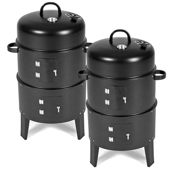 2X 3 In 1 Barbecue Smoker Outdoor Charcoal BBQ Grill Camping Picnic Fishing image