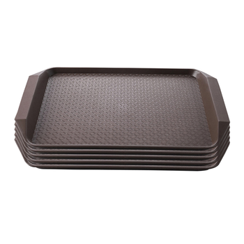 Rectangular Serving Tray Heavy Duty Waterproof Stackable Plastic Food Snack Pan Set of 5 Coffee image