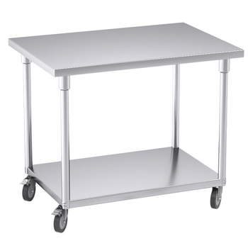 100cm Commercial Catering Kitchen Stainless Steel Prep Work Bench Table with Wheels image