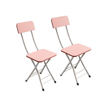 Pink Foldable Chair Space Saving Lightweight Portable Stylish Seat Home Decor Set of 2 image