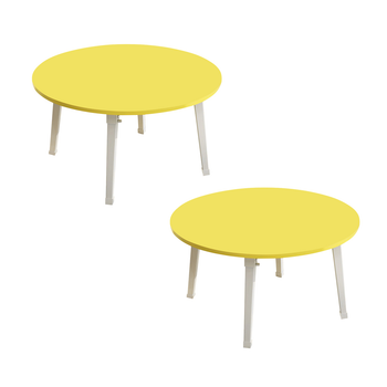 2X Yellow Portable Floor Table Small Round Space-Saving Mini Desk Home Decor image