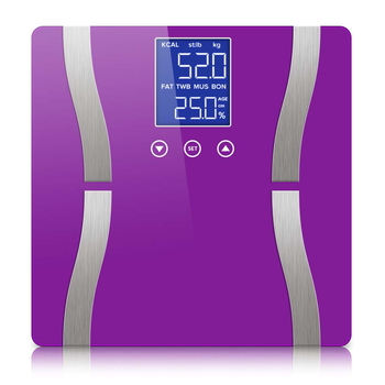 Glass LCD Digital Body Fat Scale Bathroom Electronic Gym Water Weighing Scales Purple image