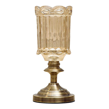 28.5cm Transparent Glass Flower Vase with Metal Base Filler Vase image