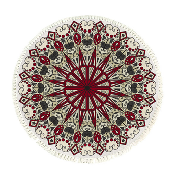 120cm Mandala Modern Ethnic Tassel Print Anti-slip Doormat, Home Decor image