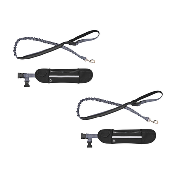 2X Black Adjustable Hands-Free Pet Leash Bag Dog Lead Walking Running Jogging Pet Essentials image