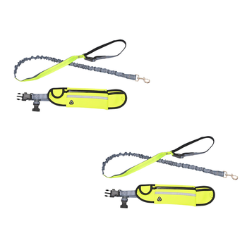2X Yellow Adjustable Hands-Free Pet Leash Bag Dog Lead Walking Running Jogging Pet Essentials image