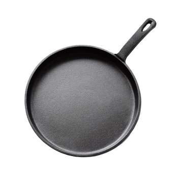 26cm Round Cast Iron Frying Pan Skillet Griddle Sizzle Platter image