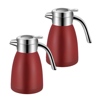 2X 2.2L Stainless Steel Kettle Insulated Vacuum Flask Water Coffee Jug Thermal Red image