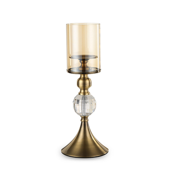 38cm Glass Candle Holder Candle Stand Glass/Metal image