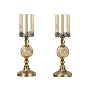 2X 42cm Glass Candle Holder Candle Stand Glass/Metal image