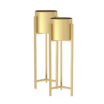 2X 90cm Gold Metal Plant Stand with Flower Pot Holder Corner Shelving Rack Indoor Display image