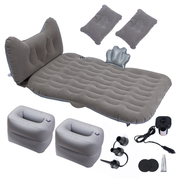 Grey Honeycomb Inflatable Car Mattress Portable Camping Air Bed Travel Sleeping Kit Essentials image