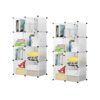 2X 8-Cube Transparent Shelf Box Portable Cubby DIY Storage Shelves Modular Closet Organiser image