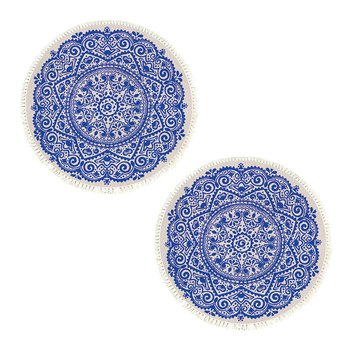 2X 120cm Mandala Round Tapestry Indian Area Rug for Living Room Lounge, Anti-slip Doormat, Home Decor image