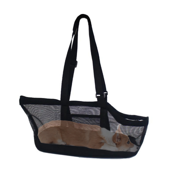 Black Pet Carrier Bag Breathable Net Mesh Tote Pouch Dog Cat Travel Essentials image