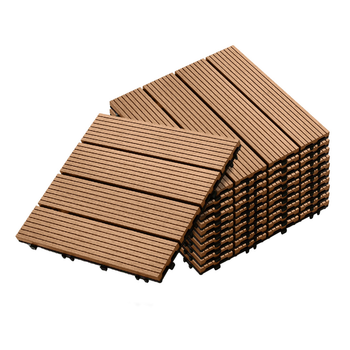 11 pcs Coffee DIY Wooden Composite Decking Tiles Garden Outdoor Backyard Flooring Home Decor image