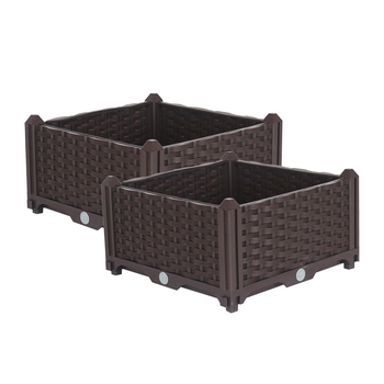 2X 40cm Raised Planter Box Vegetable Herb Flower Outdoor Plastic Plants Garden Bed image