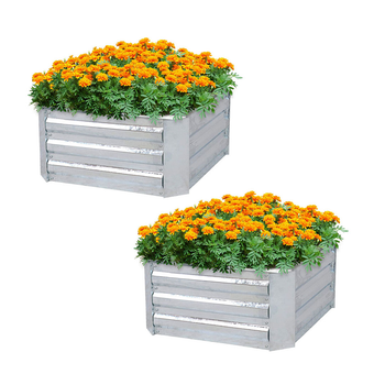 2X 90cm Square Galvanised Raised Garden Bed Vegetable Herb Flower Outdoor Planter Box image