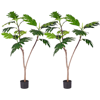 2X 120cm Artificial Natural Green Split-Leaf Philodendron Tree Fake Tropical Indoor Plant Home Office Decor image
