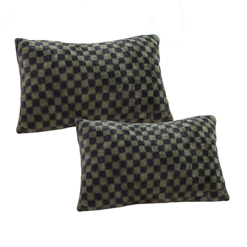 2X 30cm Urban Light Luxury Dark Green Checkered Lumbar Throw Pillow image