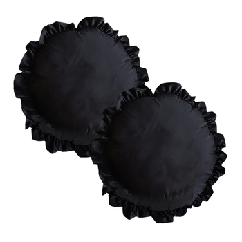 2X 45X Butterfly Black Vintage Lotus Leaf Edge Round Throw Pillow image