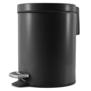 Foot Pedal Stainless Steel Rubbish Recycling Garbage Waste Trash Bin Round 12L Black image
