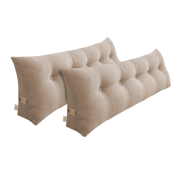 2X 100cm Beige Triangular Wedge Bed Pillow Headboard Backrest Bedside Tatami Cushion Home Decor image