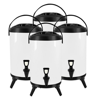 4X 16L Stainless Steel Insulated Milk Tea Barrel Hot and Cold Beverage Dispenser Container with Faucet White image