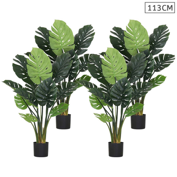 4X 113cm Artificial Indoor Potted Turtle Back Fake Decoration Tree Flower Pot Plant image