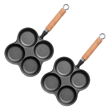 2X 4 Mold Multi-Portion Cast Iron Breakfast Fried Egg Pancake Omelet Fry Pan image