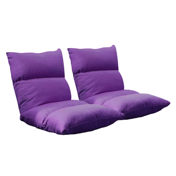 2X Lounge Floor Recliner Adjustable Lazy Sofa Bed Folding Game Chair Purple image