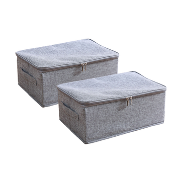 2X Grey Small Portable Double Zipper Storage Box Moisture Proof Clothes Basket Foldable Home Organiser image