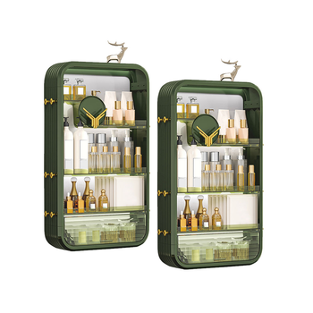 2X Green Multi Tier Cosmetic Storage Rack Bathroom Vanity Tray Display Stand Organiser image