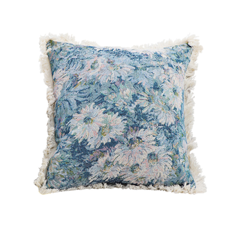 50cm Oil Painting Shabby Chic Style Handmade Full Floral Needlepoint Throw Pillow image