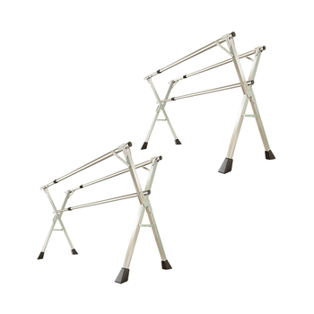 2X 1.6m Portable Standing Clothes Drying Rack Foldable Space-Saving Laundry Holder 3 Poles image