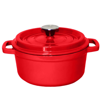 Cast Iron 26cm Enamel Porcelain Stewpot Casserole Stew Cooking Pot With Lid 5L Red image