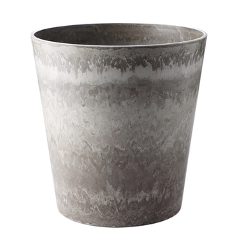 27cm Rock Grey Round Resin Plant Flower Pot in Cement Pattern Planter Cachepot for Indoor Home Office image