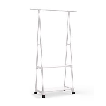 2-in-1 Organiser Clothes Shoe Rack Space-Saving Triangular Storage with Wheels White image