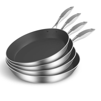 4X Stainless Steel Fry Pan Frying Pan Induction FryPan Non Stick Interior Skillet image