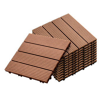 11 pcs Red Brown DIY Wooden Composite Decking Tiles Garden Outdoor Backyard Flooring Home Decor image