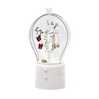 White 360 Degree Rotating LED Light 2 Layered Jewelry Storage Box Waterproof Dustproof Accessories Organiser image