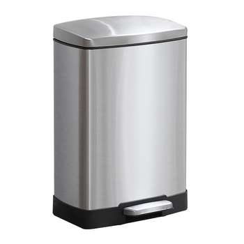 Foot Pedal Stainless Steel Rubbish Recycling Garbage Waste Trash Bin Rectangular Shape 12L Silver image