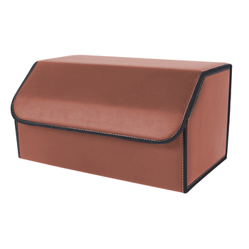 Leather Car Boot Collapsible Foldable Trunk Cargo Organizer Portable Storage Box Coffee Large image