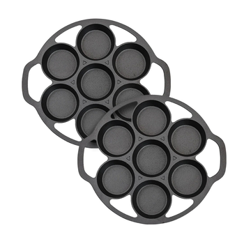 2X 32cm Cast Iron Takoyaki Fry Pan Octopus Balls Maker 7 Hole Cavities Grill Mold image