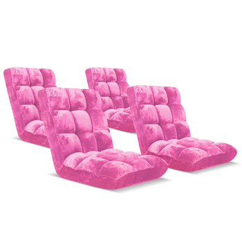 4X Floor Recliner Folding Lounge Sofa Futon Couch Folding Chair Cushion Light Pink image